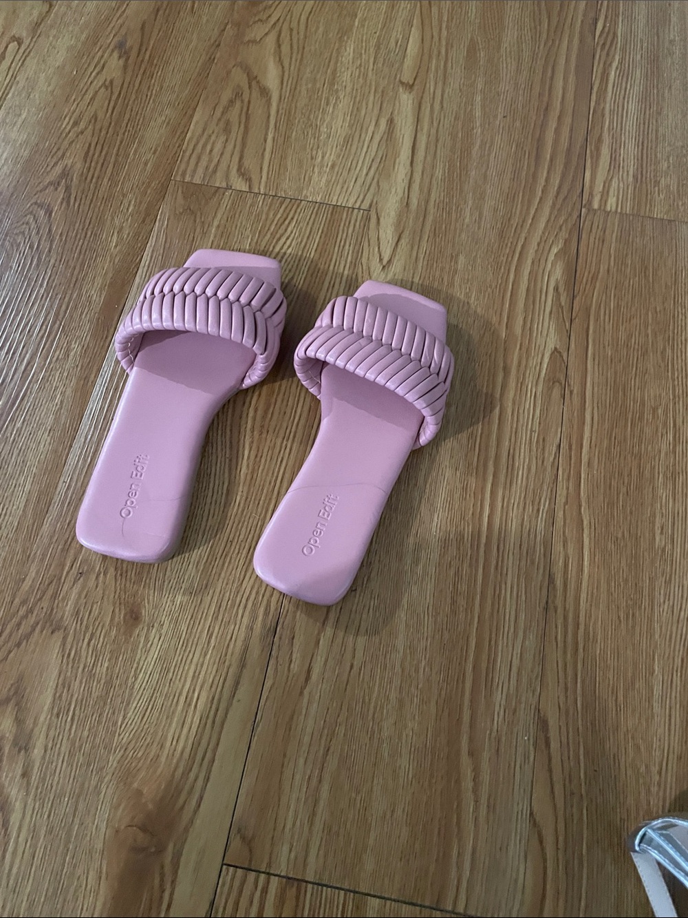 Braided Slide Sandals in Soft Pink - Women